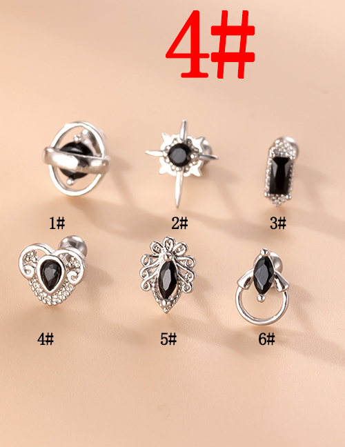 Fashion 4#silver Titanium Steel Set Zirconium Geometric Pierced Stud Earrings