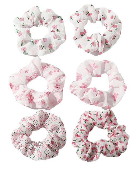 Fashion Suit Fabric Print Pleated Hair Tie Set
