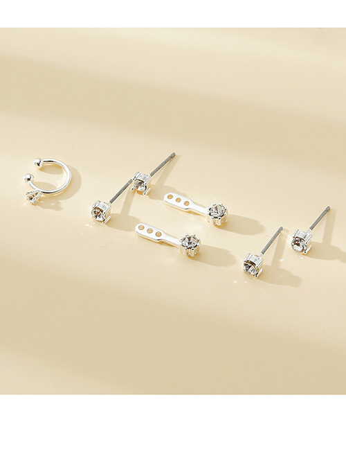 Fashion Silver Copper Zirconium Geometric Earrings Set