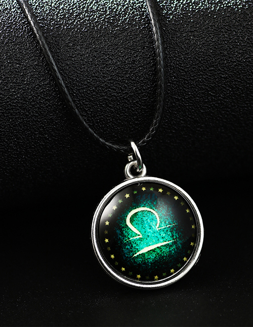 Fashion Libra (fluorescence) Luminous Zodiac Round Glass Buckle Necklace