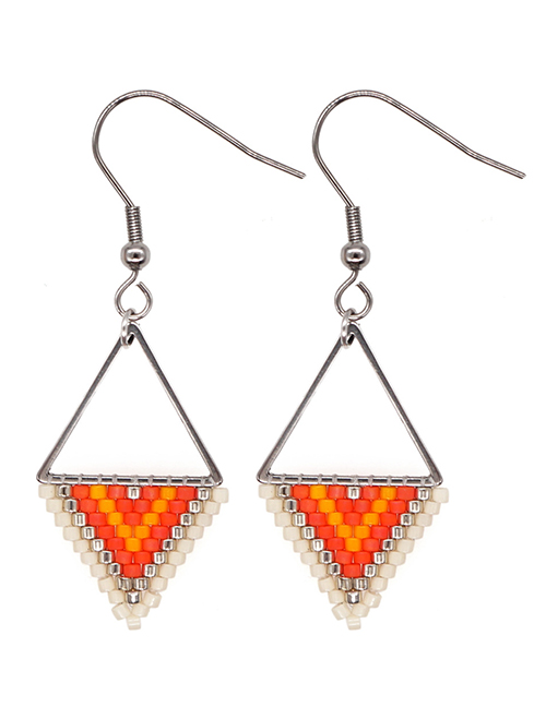Fashion 10# Rice Bead Braided Triangle Earrings