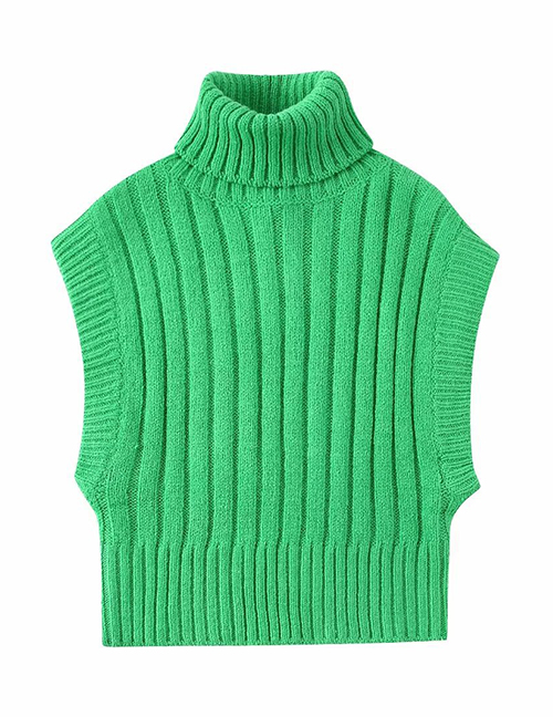 Fashion Green Polyester Rolled Knit Sleeveless Tank Top