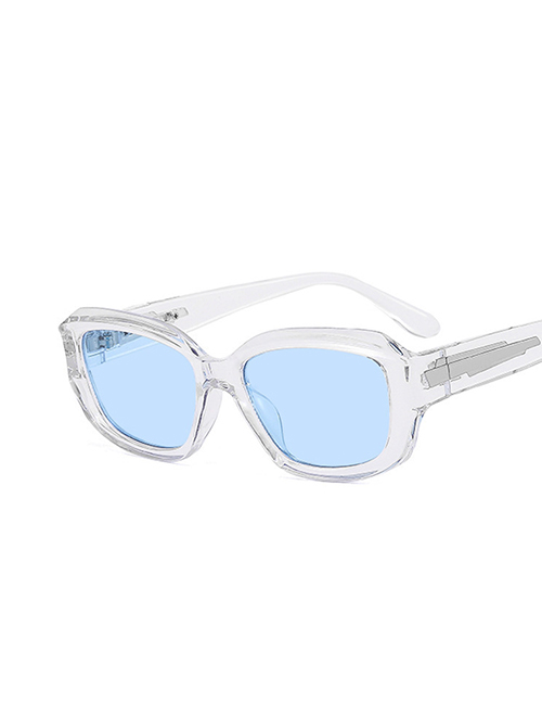 Fashion Transparent White And Blue Sheet Pc Square Large Frame Sunglasses