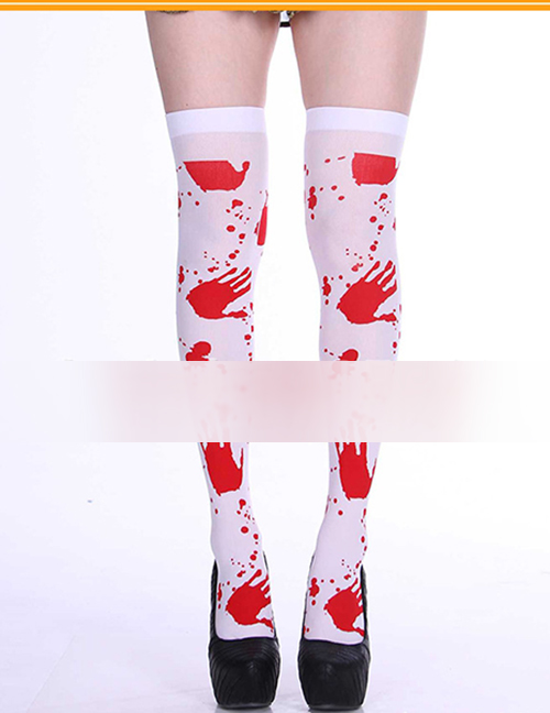Fashion Bloody Handprint Socks Halloween Print Stockings