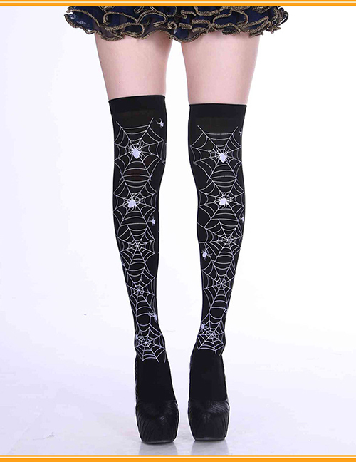 Fashion Spider Web Halloween Print Stockings