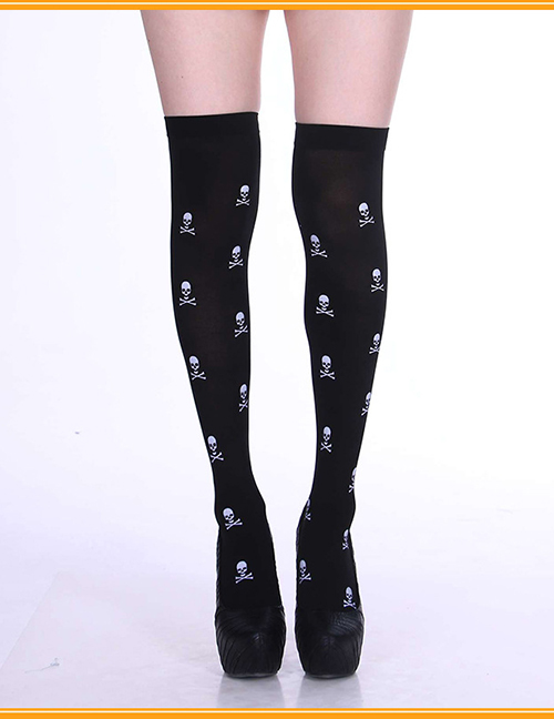 Fashion Small Skull Socks Halloween Print Stockings