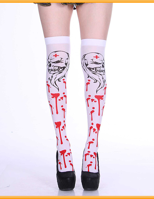 Fashion Skull Bleeding Socks Halloween Print Stockings