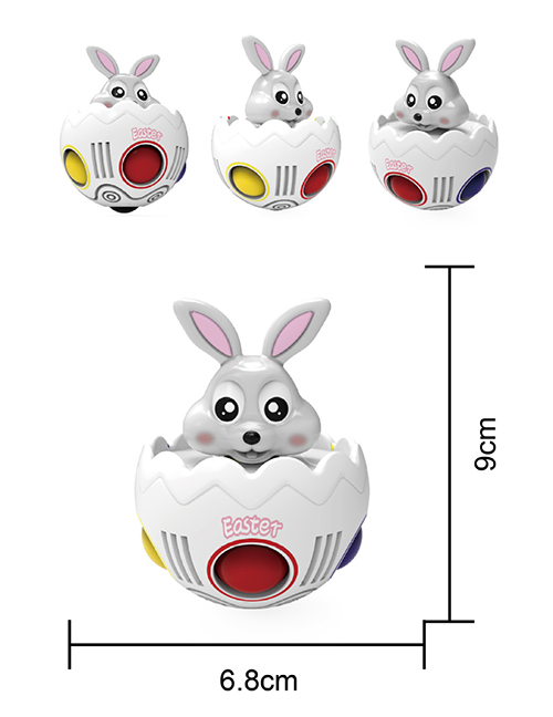 Fashion 1427 Easter Pressed Rainbow Ball Rabbit Plastic Cartoon Geometric Press Toy