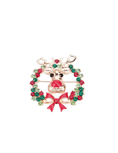 Fashion Christmas Deer Head Brooches (3) Alloy Dripping Deer Head Brooch