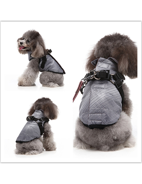 Fashion Dz224 Dark Grey Polyester Zip Geometric Dog Coat