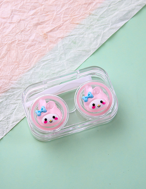 Fashion Pink Rabbit Plastic Cartoon Transparent Contact Lenses Box