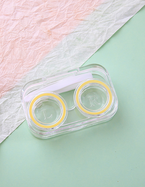 Fashion Simplicity-yellow Plastic Double -circular Contact Lenses Box