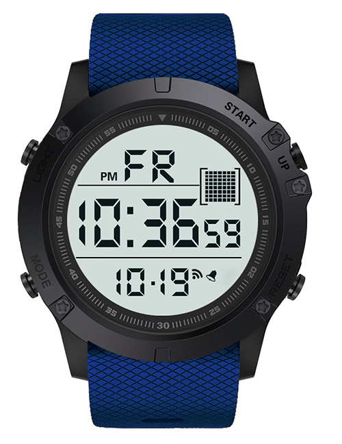 Fashion 529 Blue Pu Geometric Round Dial Watch