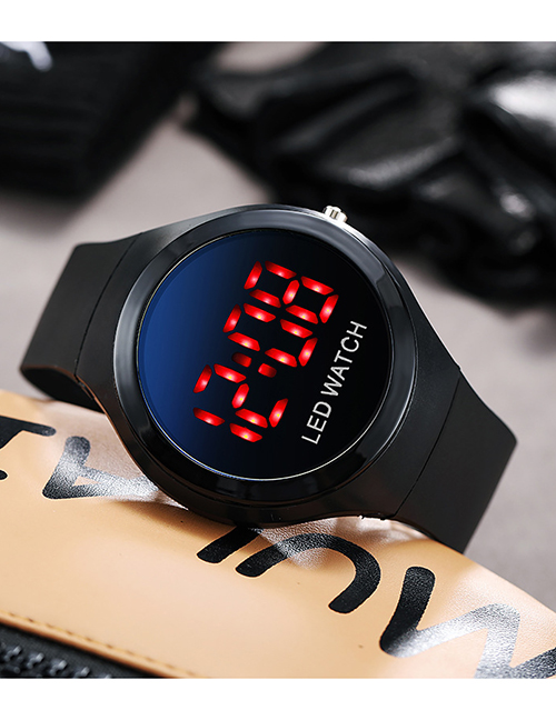 Fashion Black Pu Geometric Round Dial Watch