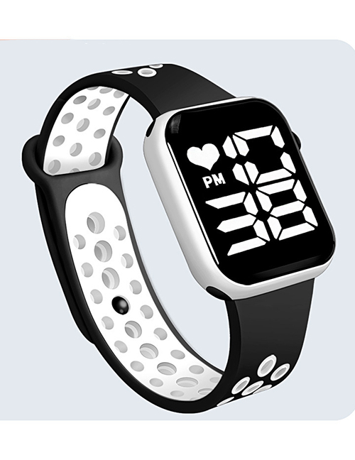 Fashion White And Black Pu Geometric Square Dial Watch