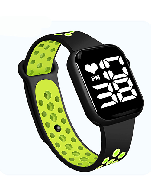 Fashion Dark Green Pu Geometric Square Dial Watch