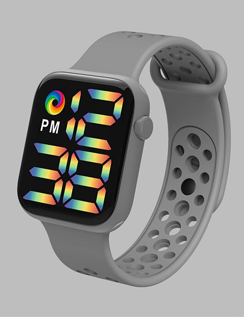 Fashion Grey Pu Geometric Square Dial Watch