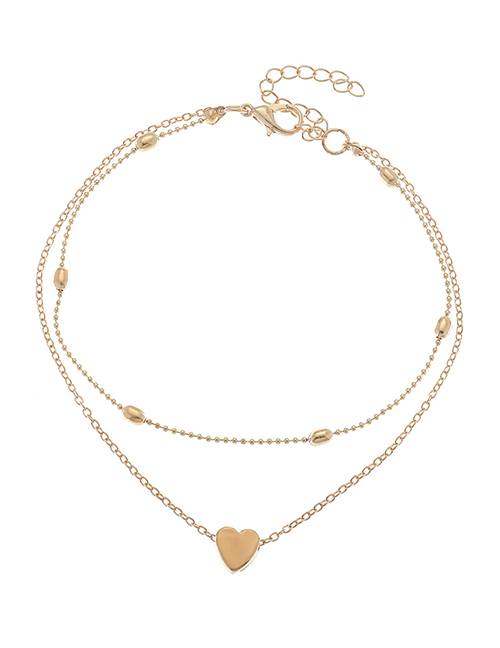Fashion Gold Alloy Gold Heart Double Anklet