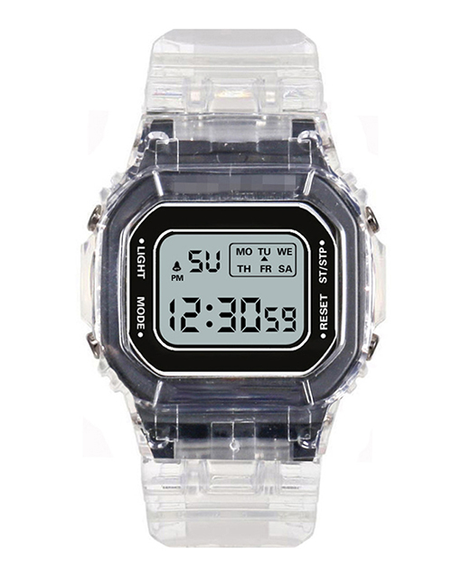 Fashion Black Pu Geometric Square Dial Watch