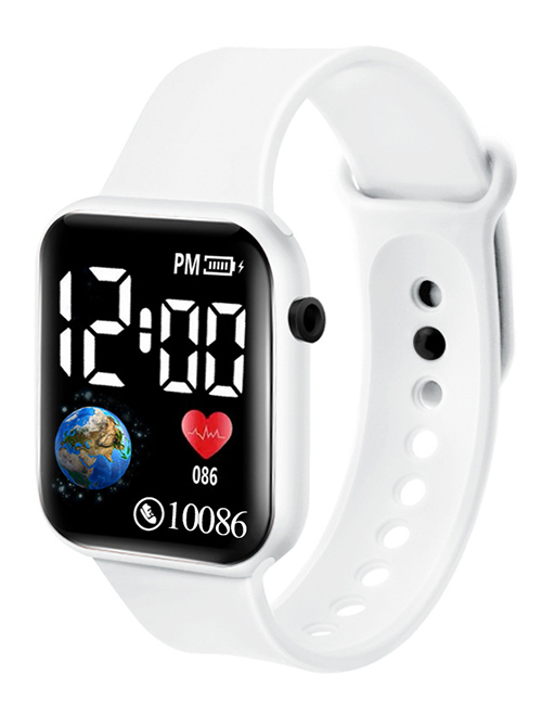 Fashion Snow White Pu Geometric Square Dial Watch