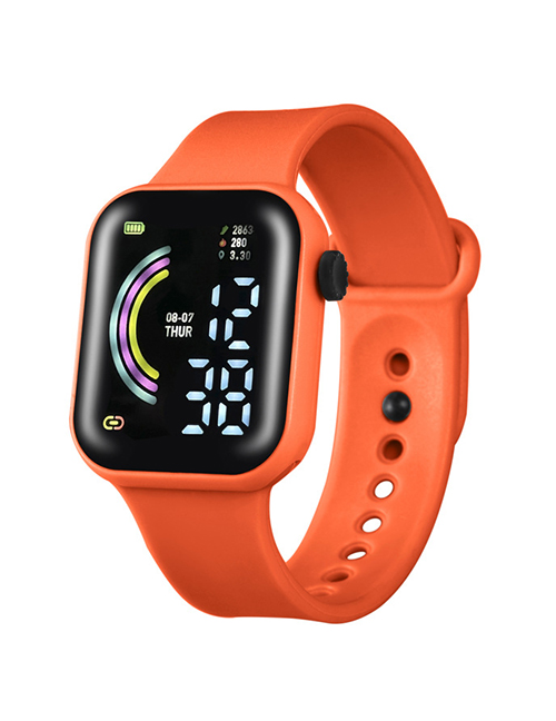Fashion Orange Plastic Geometric Square Dial Watch