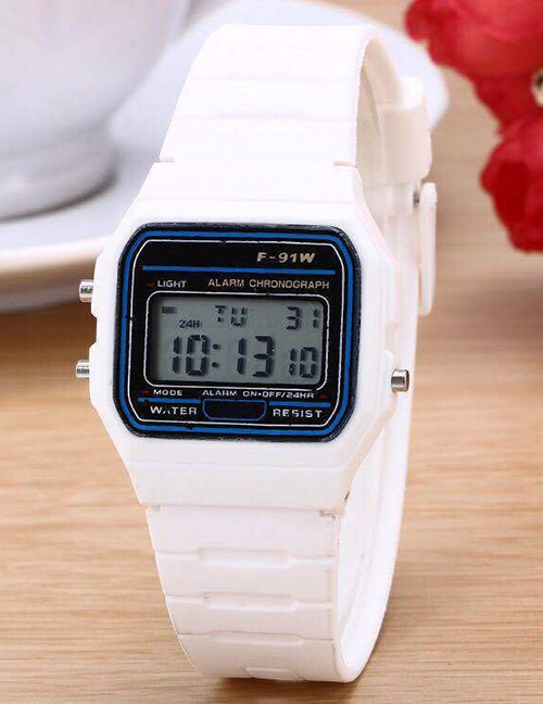 Fashion White Plastic Geometric Square Dial Watch