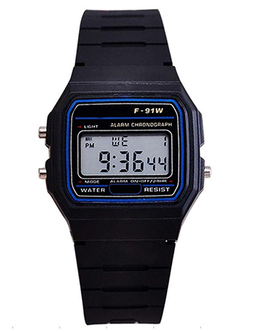 Fashion Black Plastic Plastic Geometric Square Dial Watch
