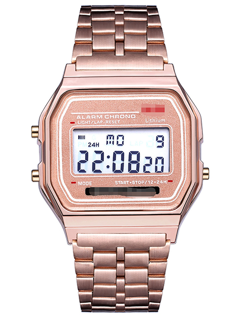 Fashion Rose Gold Plastic Geometric Square Dial Watch