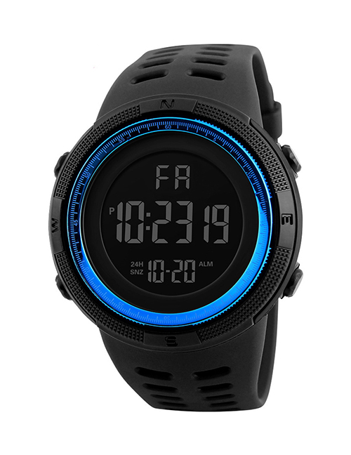 Fashion Blue Plastic Geometric Round Dial Watch
