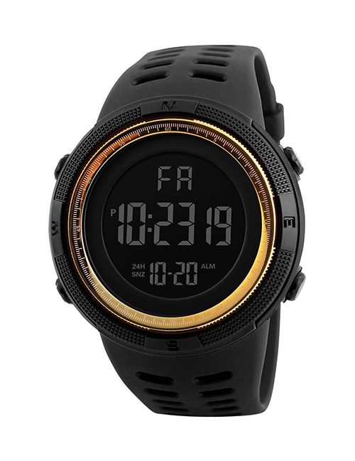 Fashion Gold Plastic Geometric Round Dial Watch