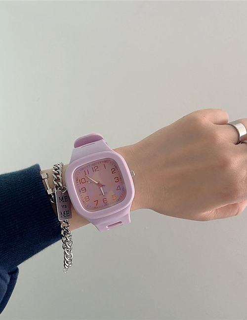 Fashion Taro Purple Plastic Square Dial Watch