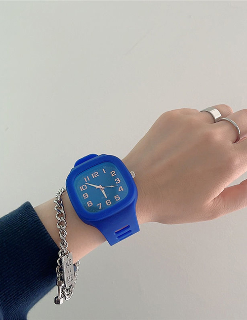 Fashion Klein Blue Plastic Square Dial Watch