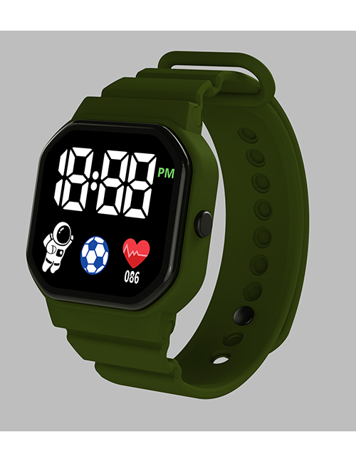 Fashion Armygreen Plastic Square Dial Watch