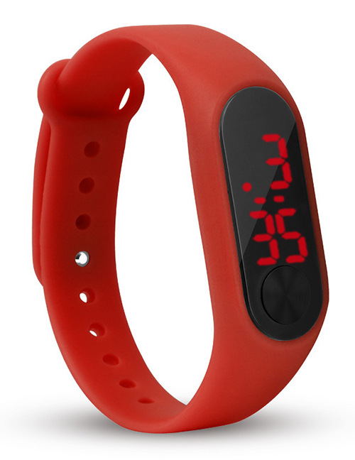 Fashion Red Plastic Rectangular Dial Watch