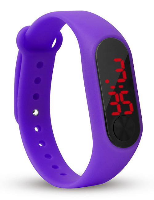 Fashion Purple Plastic Rectangular Dial Watch