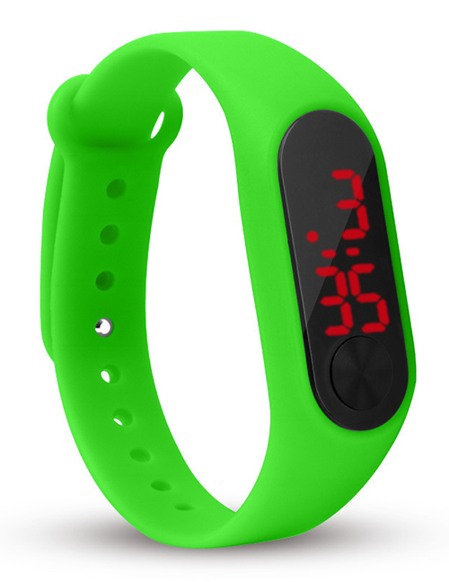 Fashion Grass Green Plastic Rectangular Dial Watch