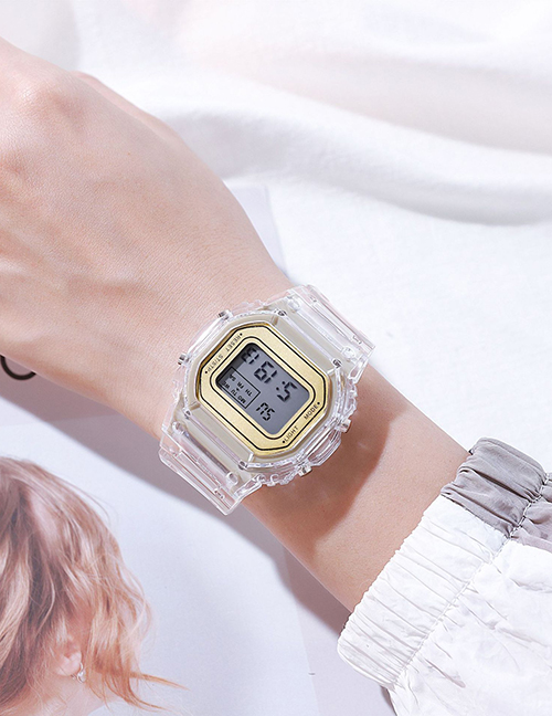 Fashion Gold Plastic Square Dial Watch