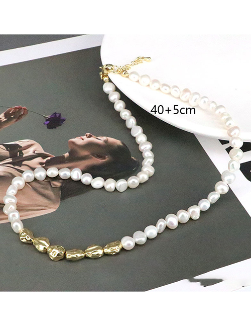 Fashion Gold Pearl Beaded Stitching Necklace