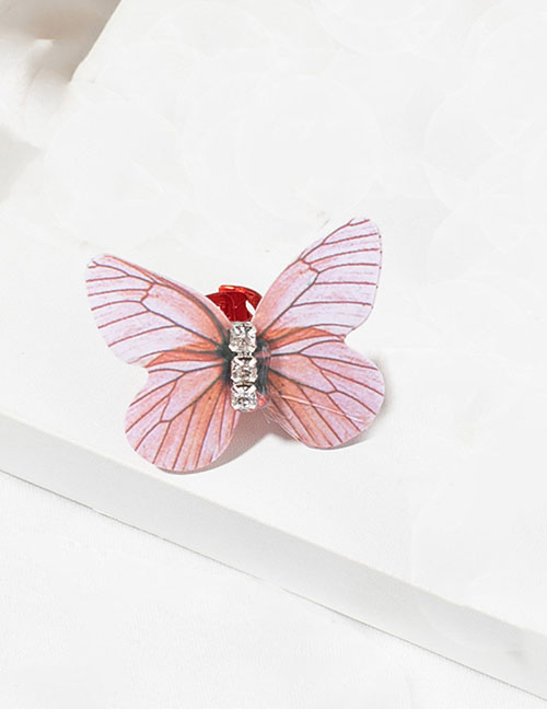 Fashion Pink M3120 Metal Diamond Butterfly Geometric Hair Buckle