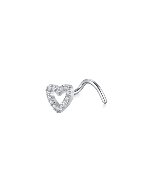 Fashion Peach Heart Diamonds (set Of 8) Titanium Steel Inlaid Zirconium Heart Piercing Nose Ring