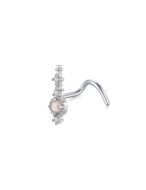 Fashion Long Pink Opal (8 Sets) Titanium Steel Inlaid Zirconium Geometric Piercing Nose Ring