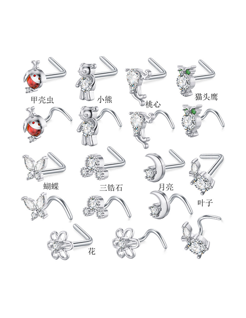 Fashion 9-piece Set (8 Pieces) Titanium Diamond Pierced Nose Ring Set