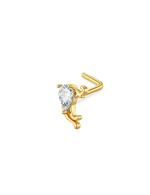 Fashion Peach Heart (6 Pieces) Titanium Diamond Heart Pierced Nose Ring