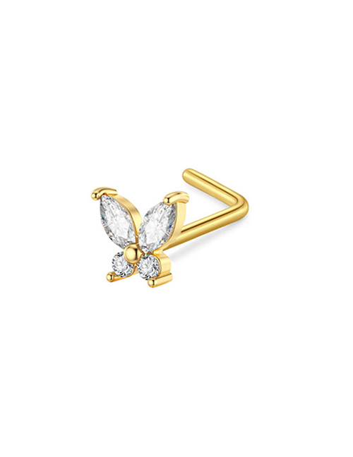 Fashion Butterfly (6 Pcs) Titanium Diamond Butterfly Pierced Nose Ring
