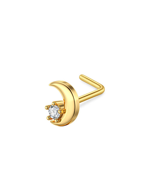 Fashion Moon Inlaid Zircon (6 Pcs) Titanium Diamond Moon Piercing Nose Ring