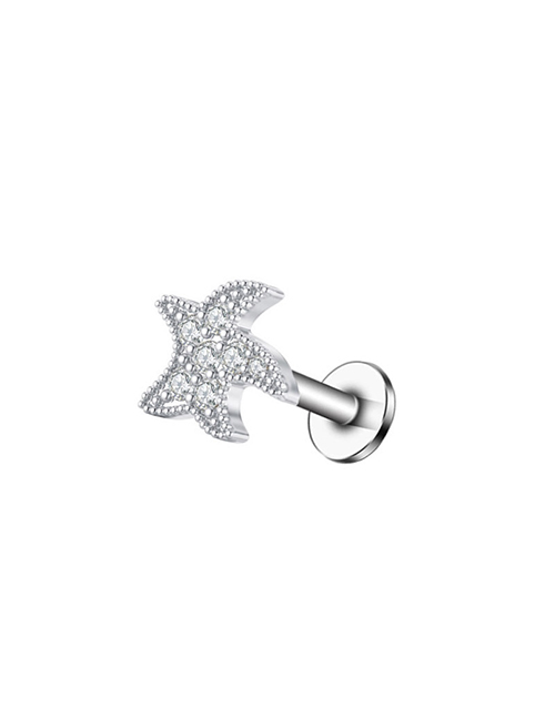 Fashion Starfish (7 Sets) Titanium Steel Set With Zirconium Starfish Piercing Stud Earrings