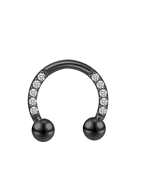Fashion Horseshoe Ring Black 1.2*10 (5 Pcs) Stainless Steel Horseshoe Ring Piercing Nose Ring