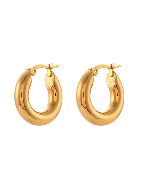 Fashion 20mm Stainless Steel Gold Plated Round Earrings