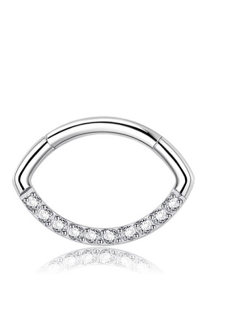 Fashion Eye-shaped Diamonds (5) Stainless Steel Diamond Cutout Eye Piercing Nose Ring