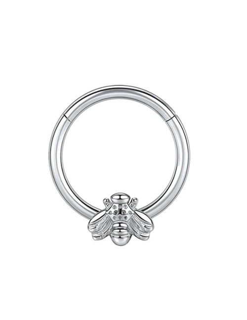 Fashion Bees (5) Titanium Bee Round Pierced Nose Ring